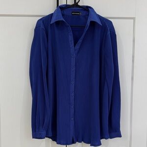 PrettyLittleThing Deep Blue Casual Button-Down Shirt